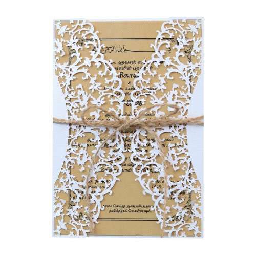 Wedding Invitation Rectangle Vellum Invitation Card Lace Marriage  Invitation Laser Cut